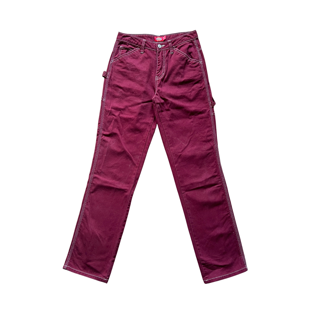 Dickies Women's Straight Leg Jeans in Burgundy
